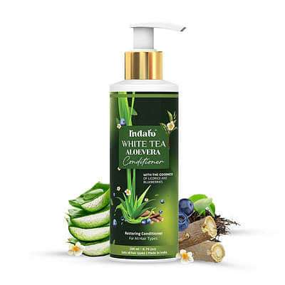 Indalo White Tea Aloevera Conditioner For Oily Hair & Damaged Hair Repair-Sulphate Free  (200 Ml) image